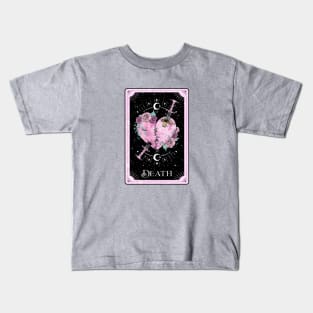 Pink Death Tarot Card Dagger in Rose Heart Kids T-Shirt